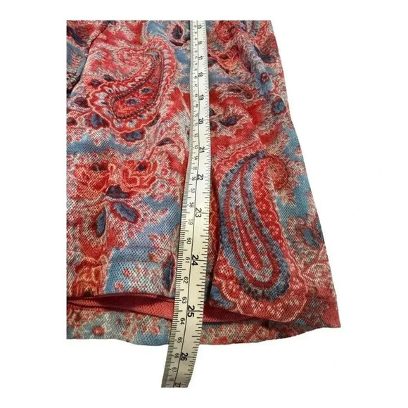 Chaps Denim XL Red & Blue Paisley Lined Lace Up V-Neck Top‎ - Picture 7 of 7